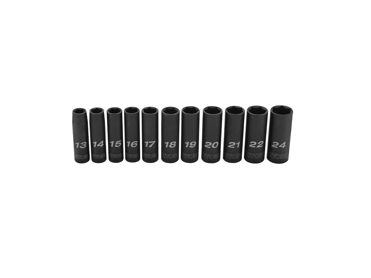 11 PC. METRIC 1/2″ DRIVE DEEP IMPACT SOCKET SET | RYOBI