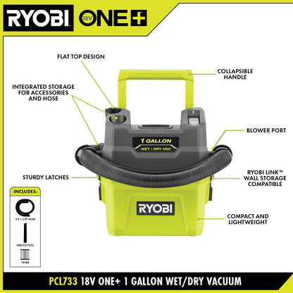 18V ONE+ 1 GALLON WET/DRY VACUUM KIT | RYOBI