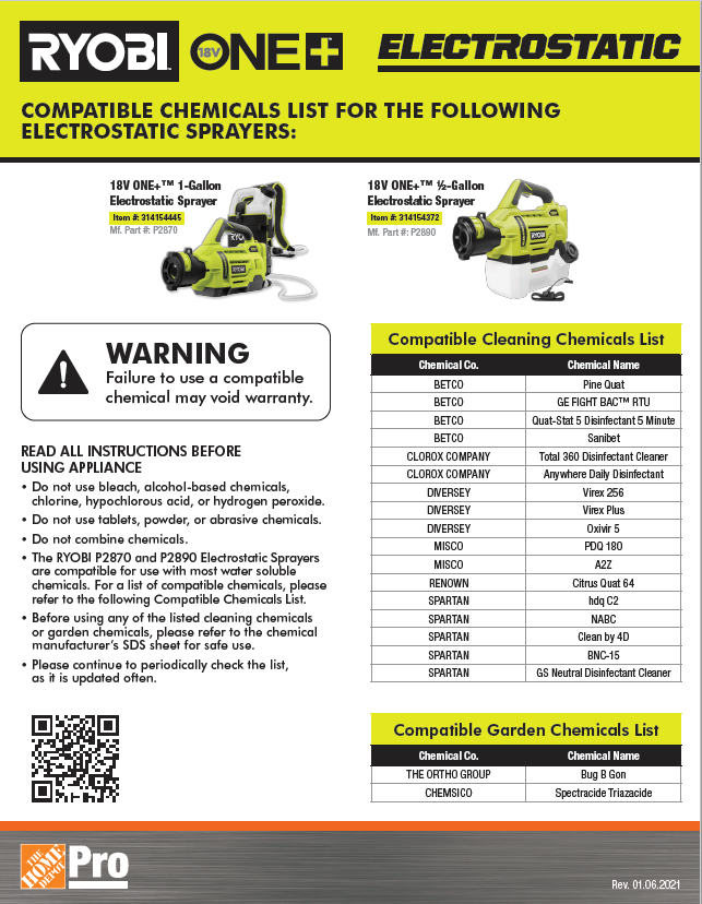 18V ONE+ 1/2 GALLON ELECTROSTATIC SPRAYER KIT | RYOBI