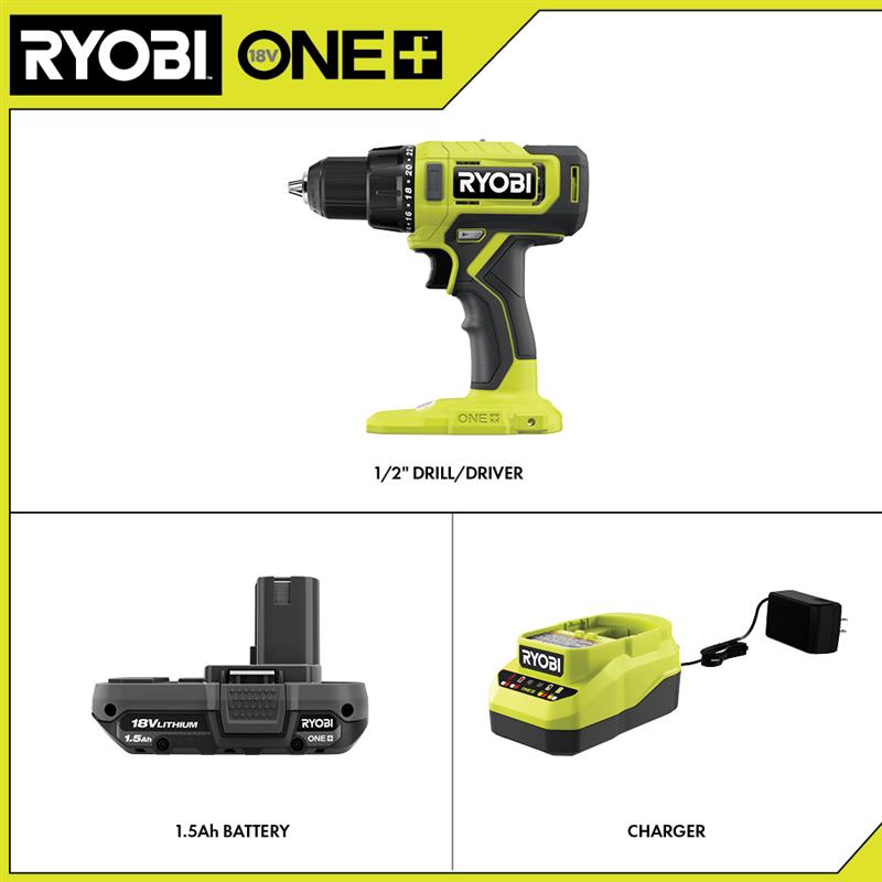 18V ONE+ 1/2″ DRILL/DRIVER KIT | RYOBI