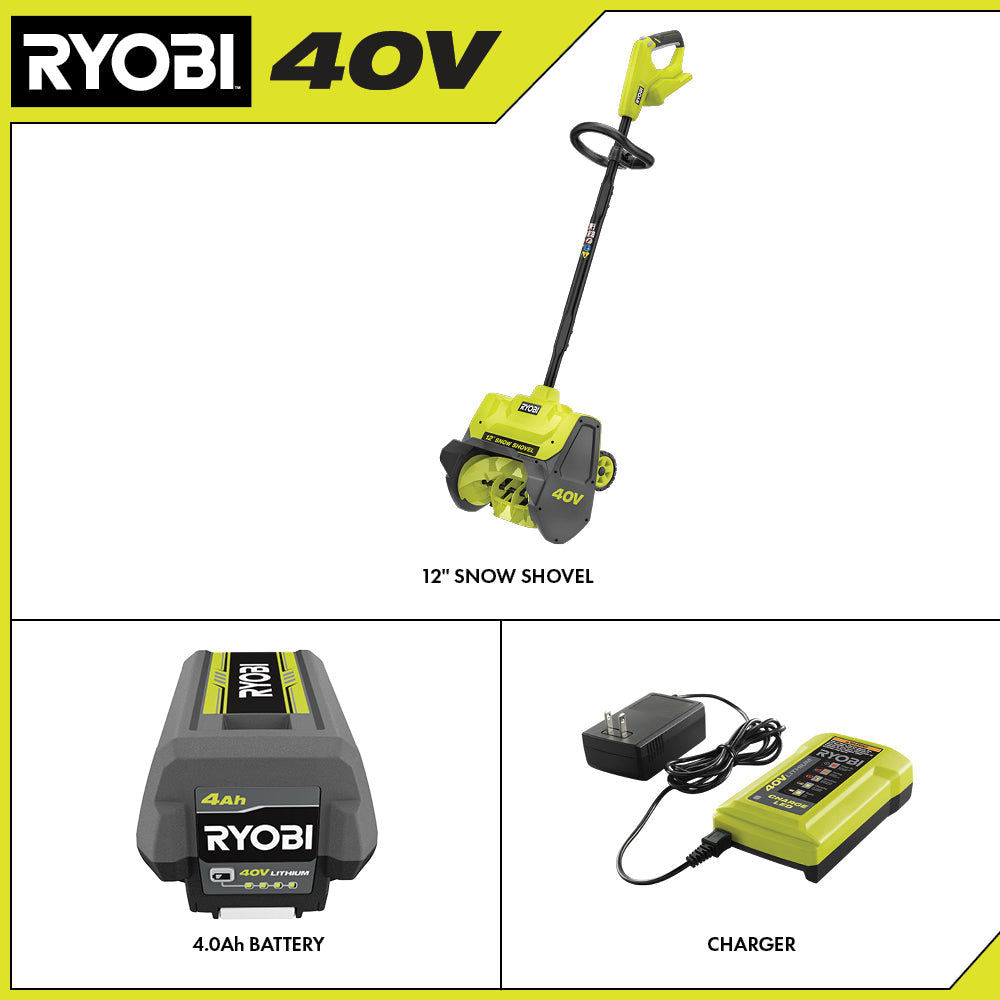 40V 12″ WHEELED SNOW SHOVEL | RYOBI