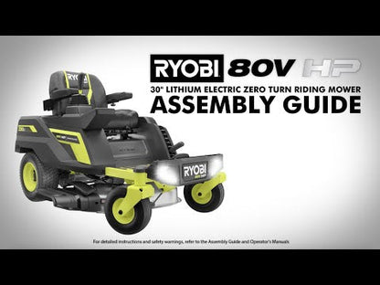 80V HP BRUSHLESS 30″ LITHIUM ELECTRIC ZERO TURN RIDING MOWER KIT | RYOBI