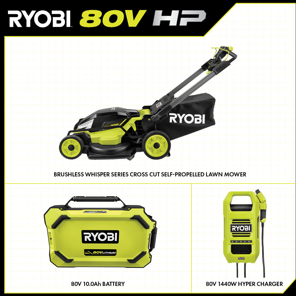 80V HP BRUSHLESS 30″ SELF-PROPELLED MULTI-BLADE MOWER KIT | RYOBI
