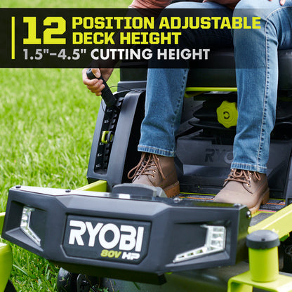 80V HP BRUSHLESS 42″ LITHIUM ELECTRIC ZERO TURN RIDING MOWER KIT | RYOBI