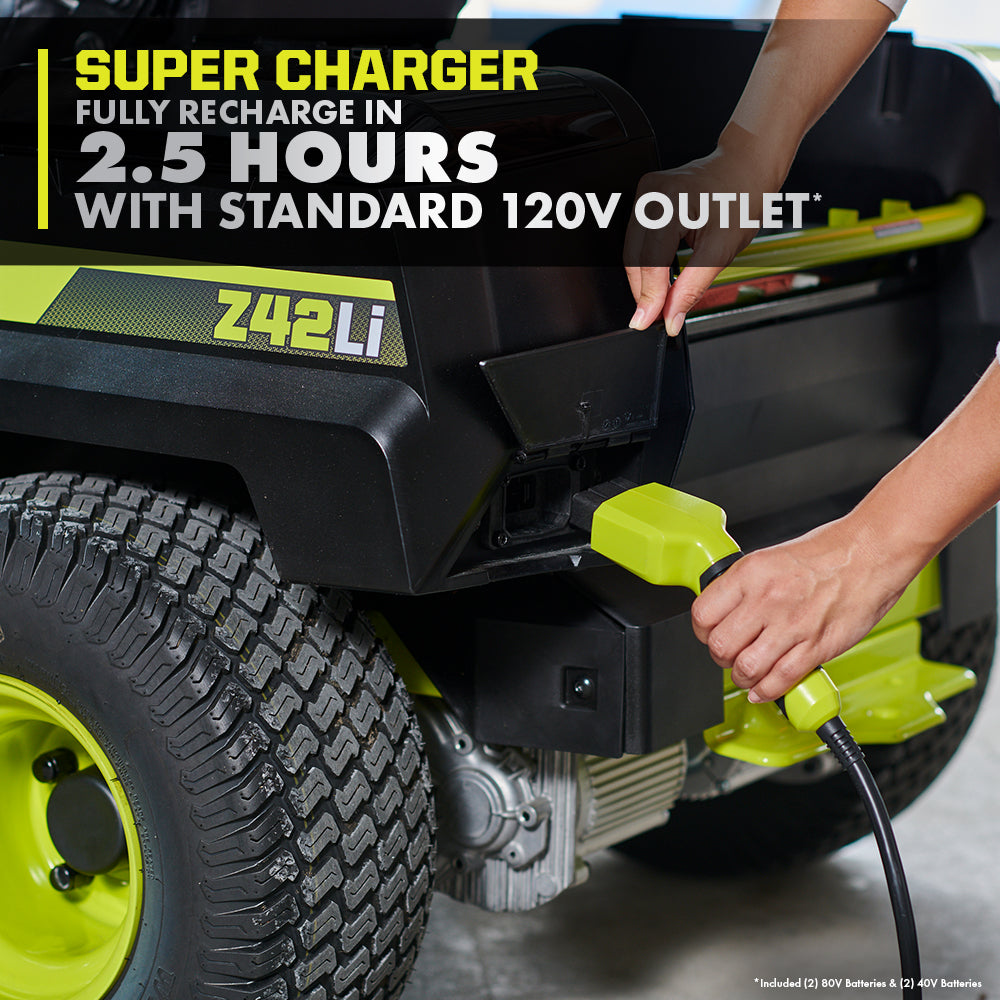 80V HP BRUSHLESS 42″ LITHIUM ELECTRIC ZERO TURN RIDING MOWER KIT | RYOBI