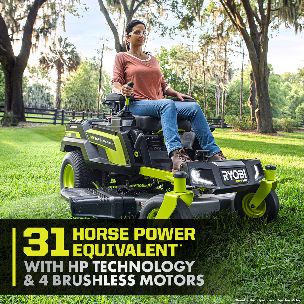 80V HP BRUSHLESS 42″ LITHIUM ELECTRIC ZERO TURN RIDING MOWER KIT | RYOBI