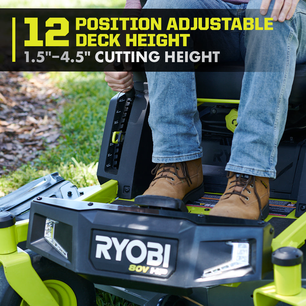 80V HP BRUSHLESS 54″ LITHIUM ELECTRIC ZERO TURN RIDING MOWER KIT | RYOBI