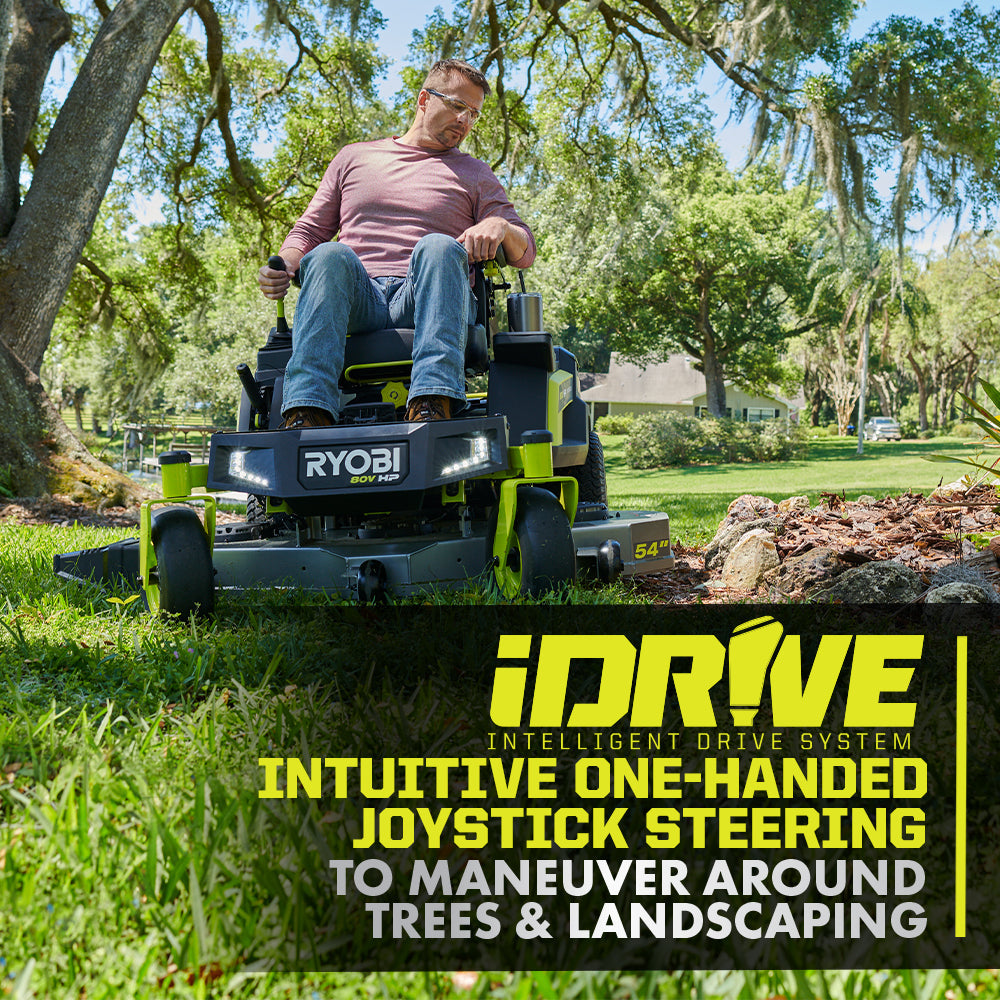 80V HP BRUSHLESS 54″ LITHIUM ELECTRIC ZERO TURN RIDING MOWER KIT | RYOBI