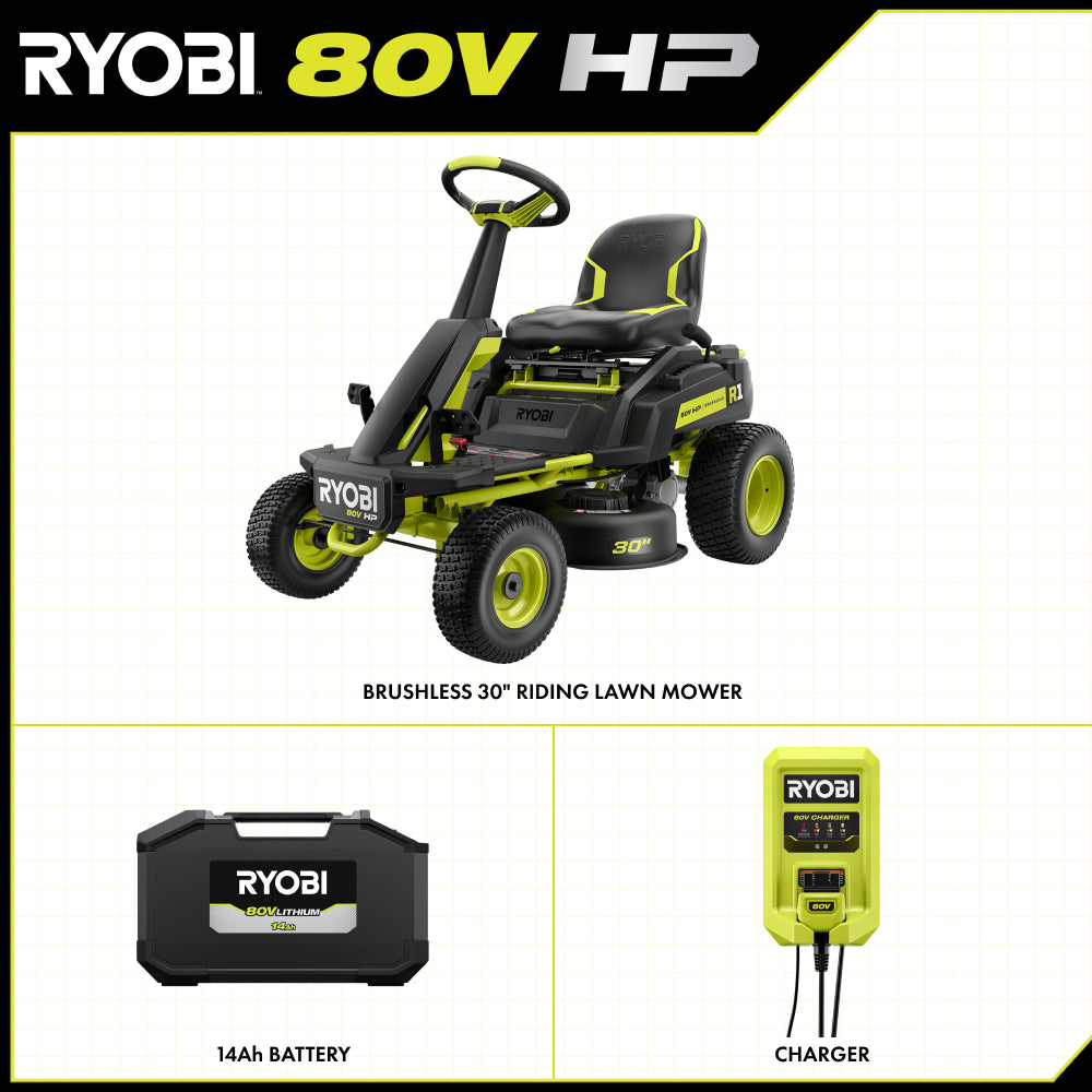 R1 80V HP BRUSHLESS 30?? RIDING LAWN MOWER KIT | RYOBI