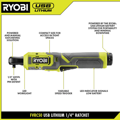 USB LITHIUM 1/4?? LIGHT DUTY RATCHET KIT | RYOBI