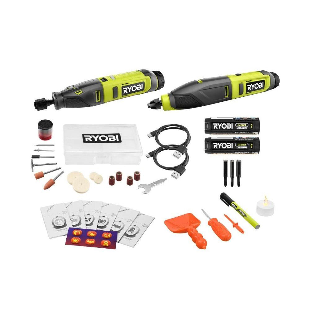 USB LITHIUM 2-TOOL COMBO KIT WITH PUMPKIN CARVING TOOLS | RYOBI
