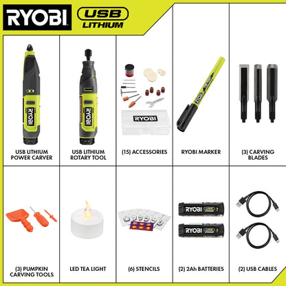 USB LITHIUM 2-TOOL COMBO KIT WITH PUMPKIN CARVING TOOLS | RYOBI