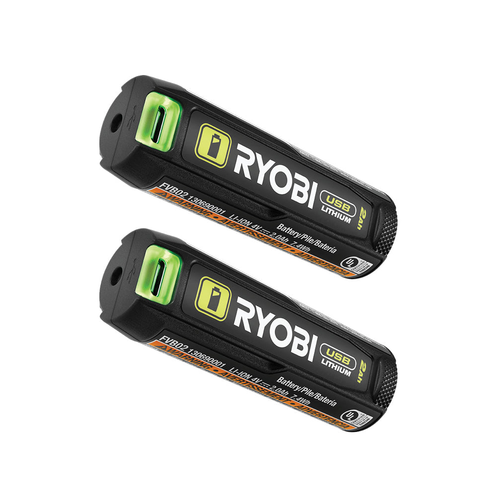 USB LITHIUM 2AH LITHIUM RECHARGEABLE BATTERY (2-PACK) | RYOBI
