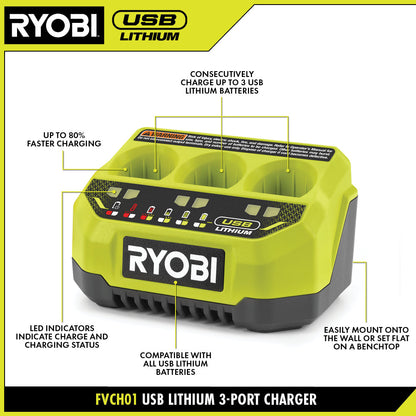 USB LITHIUM 3-PORT CHARGER | RYOBI