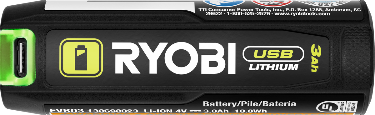 USB LITHIUM 3AH LITHIUM RECHARGEABLE BATTERY (2-PACK) | RYOBI