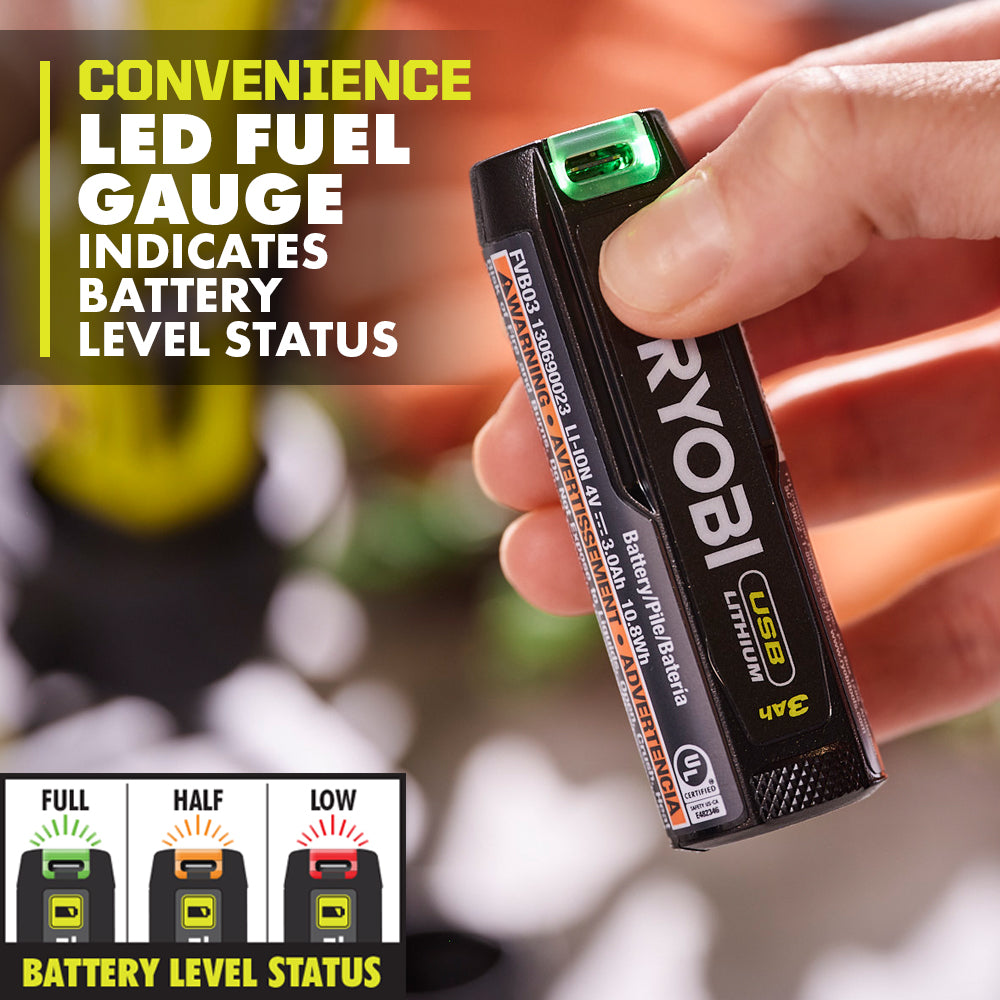 USB LITHIUM 3AH LITHIUM RECHARGEABLE BATTERY (2-PACK) | RYOBI