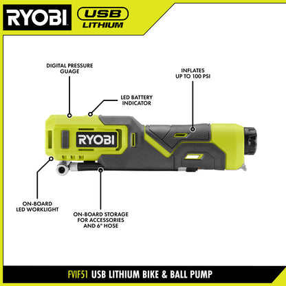 USB LITHIUM BIKE & BALL PUMP KIT | RYOBI