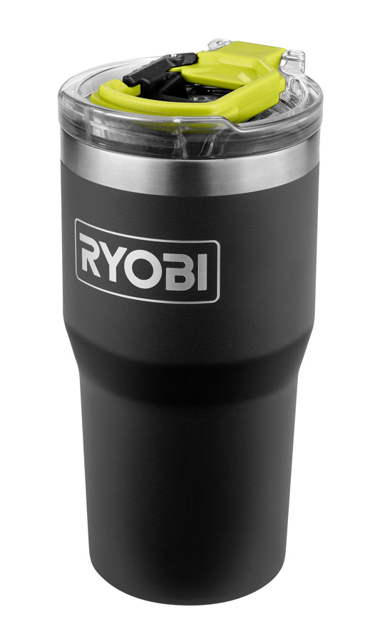 20 OZ. STAINLESS STEEL BLACK TUMBLER | RYOBI