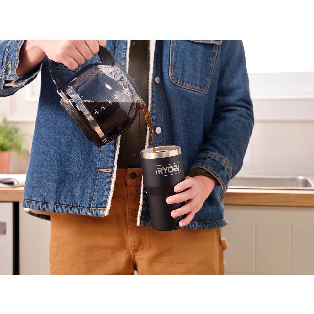 20 OZ. STAINLESS STEEL BLACK TUMBLER | RYOBI