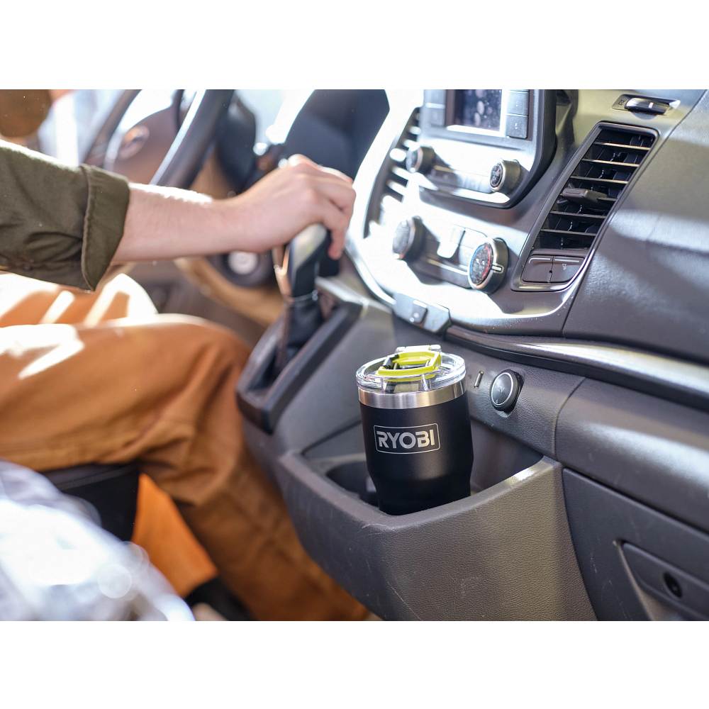 20 OZ. STAINLESS STEEL BLACK TUMBLER | RYOBI