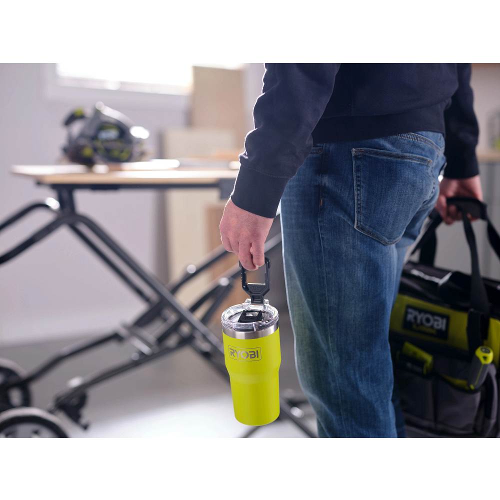 20 OZ. STAINLESS STEEL GREEN TUMBLER | RYOBI