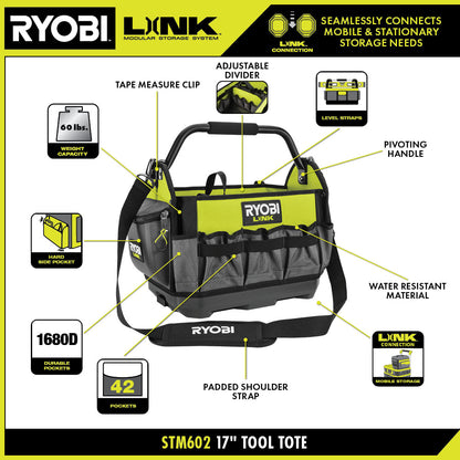 LINK 17″ OPEN TOOL TOTE | RYOBI