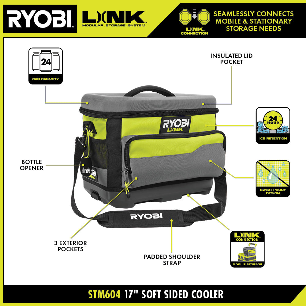 LINK 17″ SOFT SIDED COOLER | RYOBI