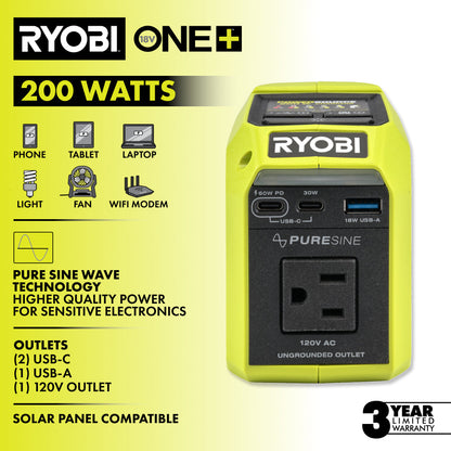 18V ONE+ 200W POWER SOURCE/CHARGER KIT | RYOBI