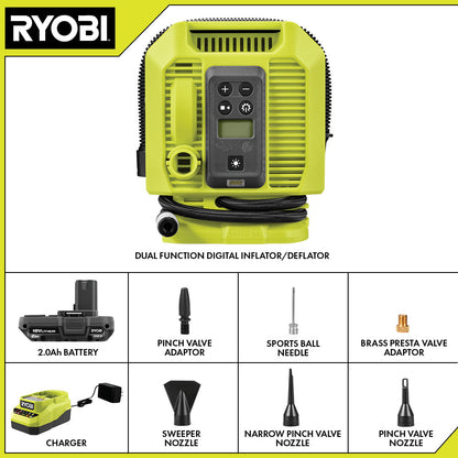 18V ONE+ DUAL FUNCTION DIGITAL INFLATOR/DEFLATOR KIT | RYOBI