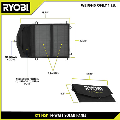 14-WATT FOLDABLE SOLAR PANEL | RYOBI