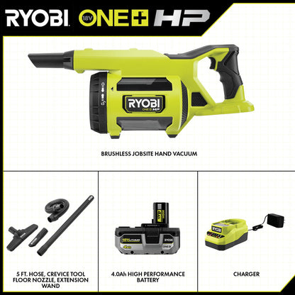 18V ONE+ HP BRUSHLESS JOBSITE HAND VACUUM KIT | RYOBI