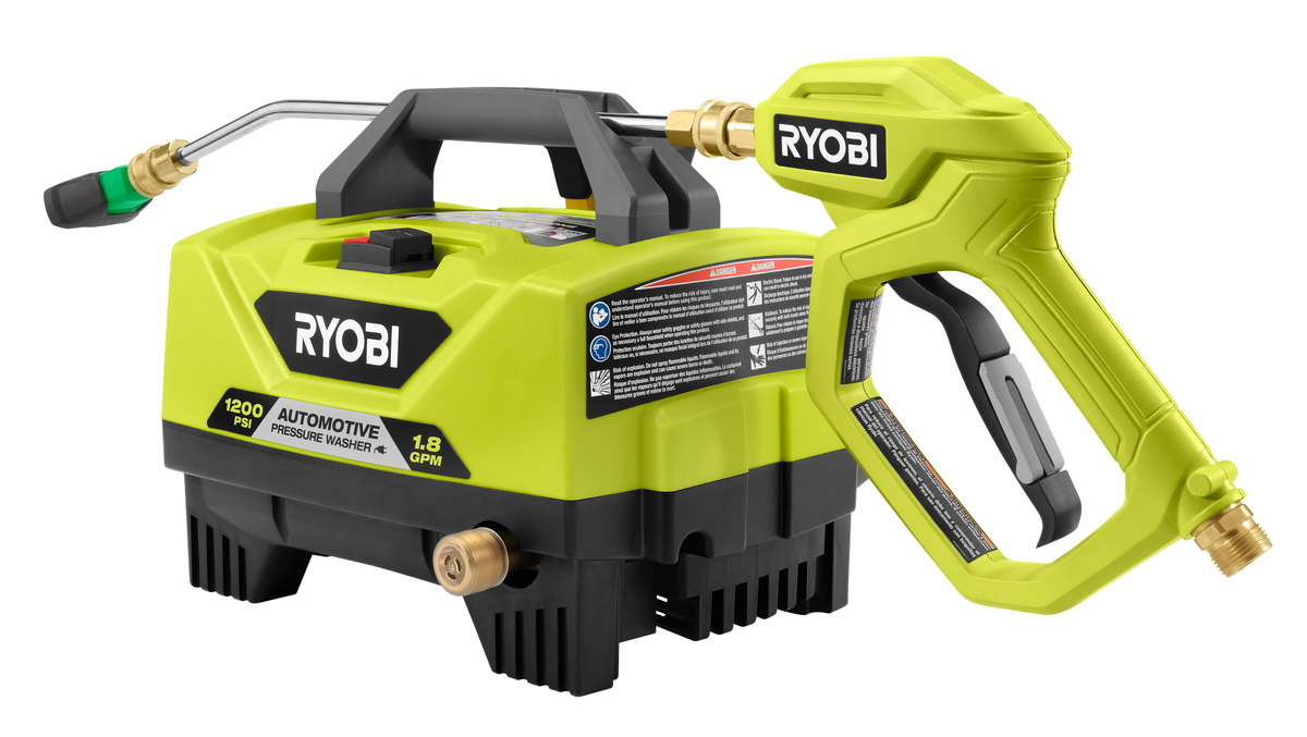 1200 PSI 1.8 GPM COLD WATER AUTOMOTIVE HIGH FLOW ELECTRIC PRESSURE WASHER KIT | RYOBI