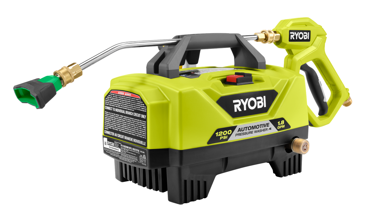 1200 PSI 1.8 GPM COLD WATER AUTOMOTIVE HIGH FLOW ELECTRIC PRESSURE WASHER KIT | RYOBI