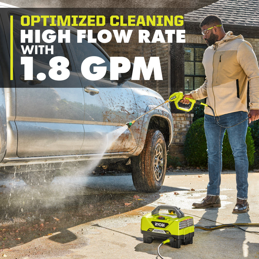 1200 PSI 1.8 GPM COLD WATER AUTOMOTIVE HIGH FLOW ELECTRIC PRESSURE WASHER KIT | RYOBI