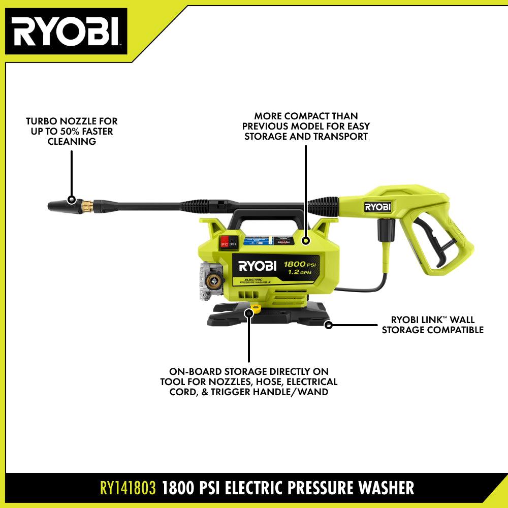 1800 PSI 1.2 GPM ELECTRIC PRESSURE WASHER | RYOBI