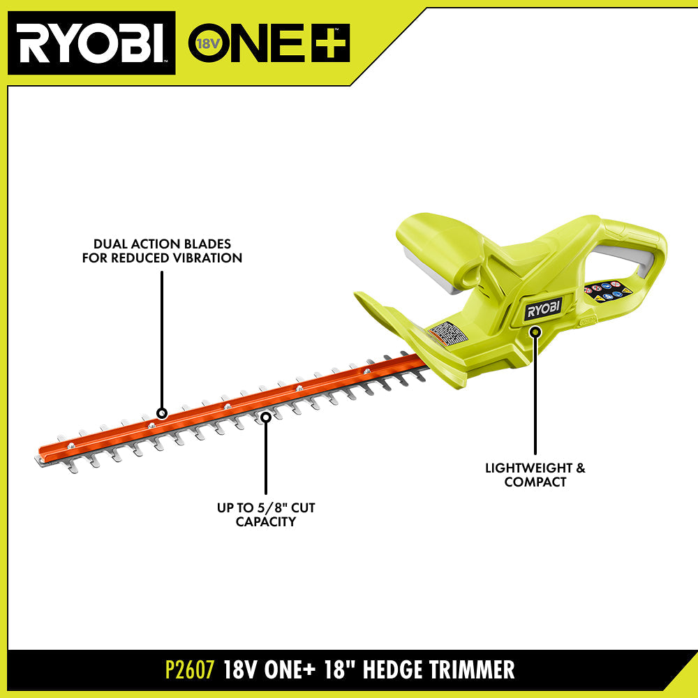 18V ONE+ 18″ HEDGE TRIMMER KIT | RYOBI
