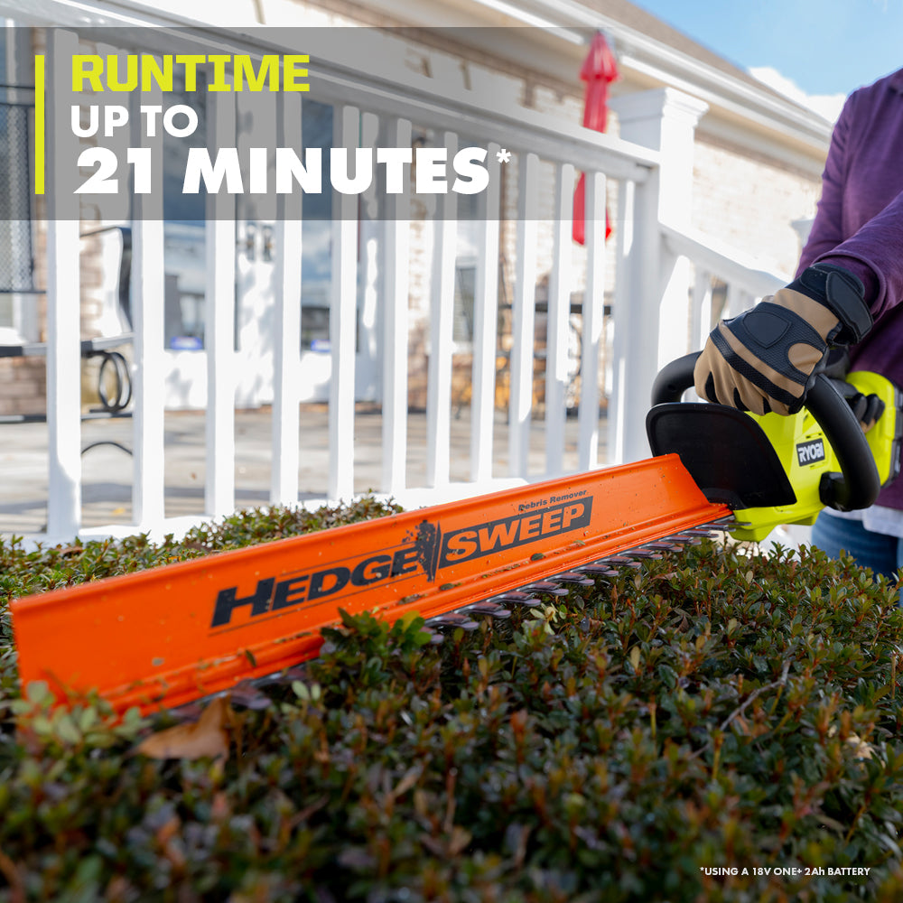 18V ONE+ 22″ LITHIUM-ION ELECTRIC HEDGE TRIMMER CORDLESS WITH 2.0 AH BATTERY AND CHARGER | RYOBI