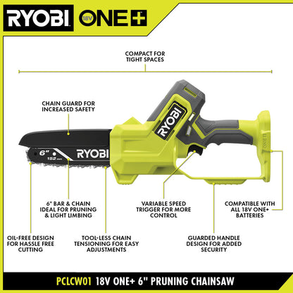 18V ONE+ 6″ PRUNING CHAINSAW KIT | RYOBI