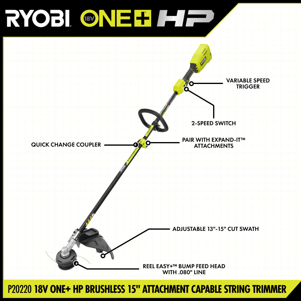 18V ONE+ HP 15?? ATTACHMENT CAPABLE STRING TRIMMER KIT | RYOBI