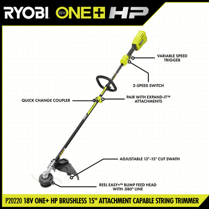 18V ONE+ HP 15?? ATTACHMENT CAPABLE STRING TRIMMER KIT | RYOBI