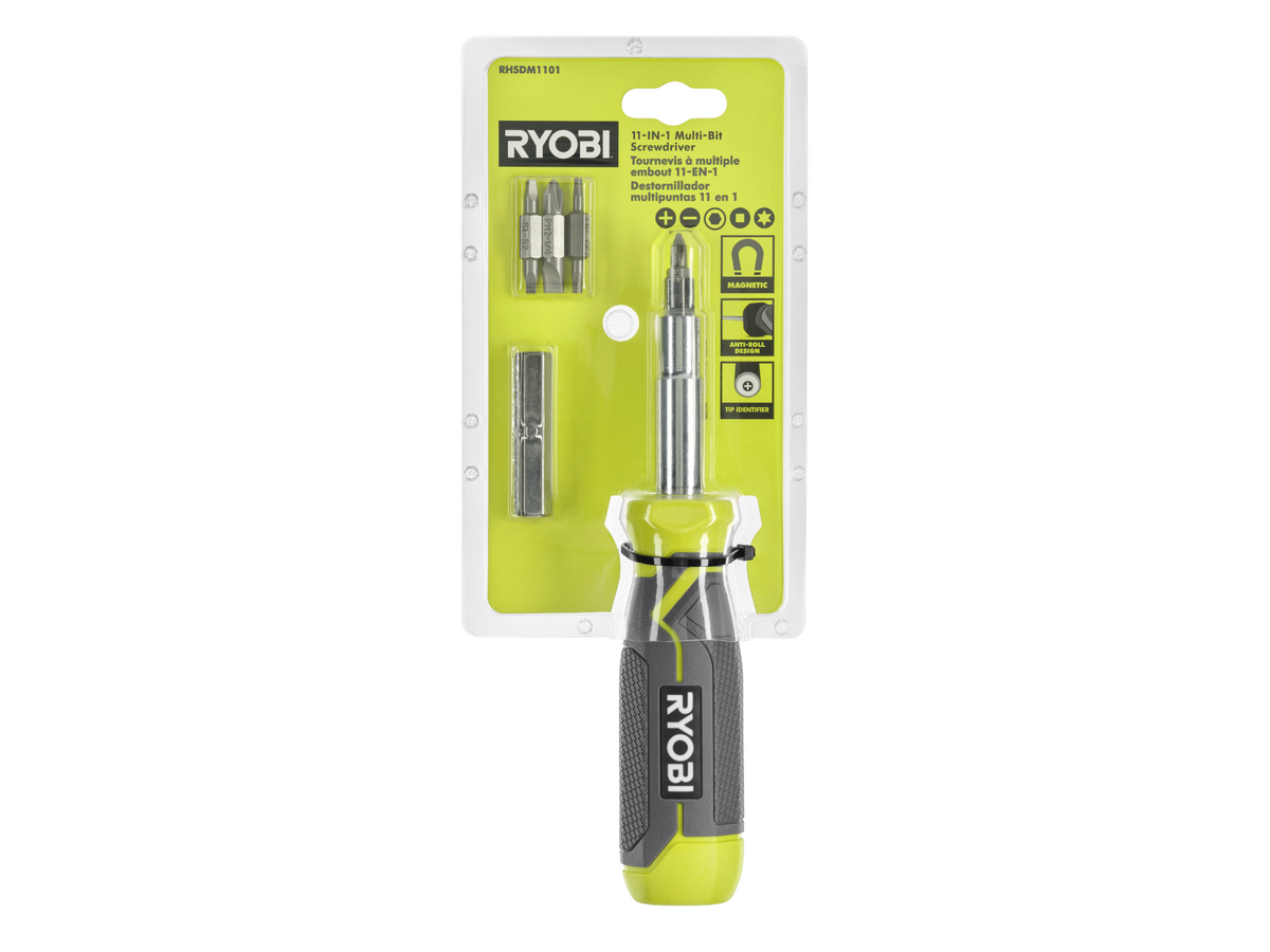 11-IN-1 MULTI-BIT SCREWDRIVER WITH CUSHION GRIP HANDLE | RYOBI