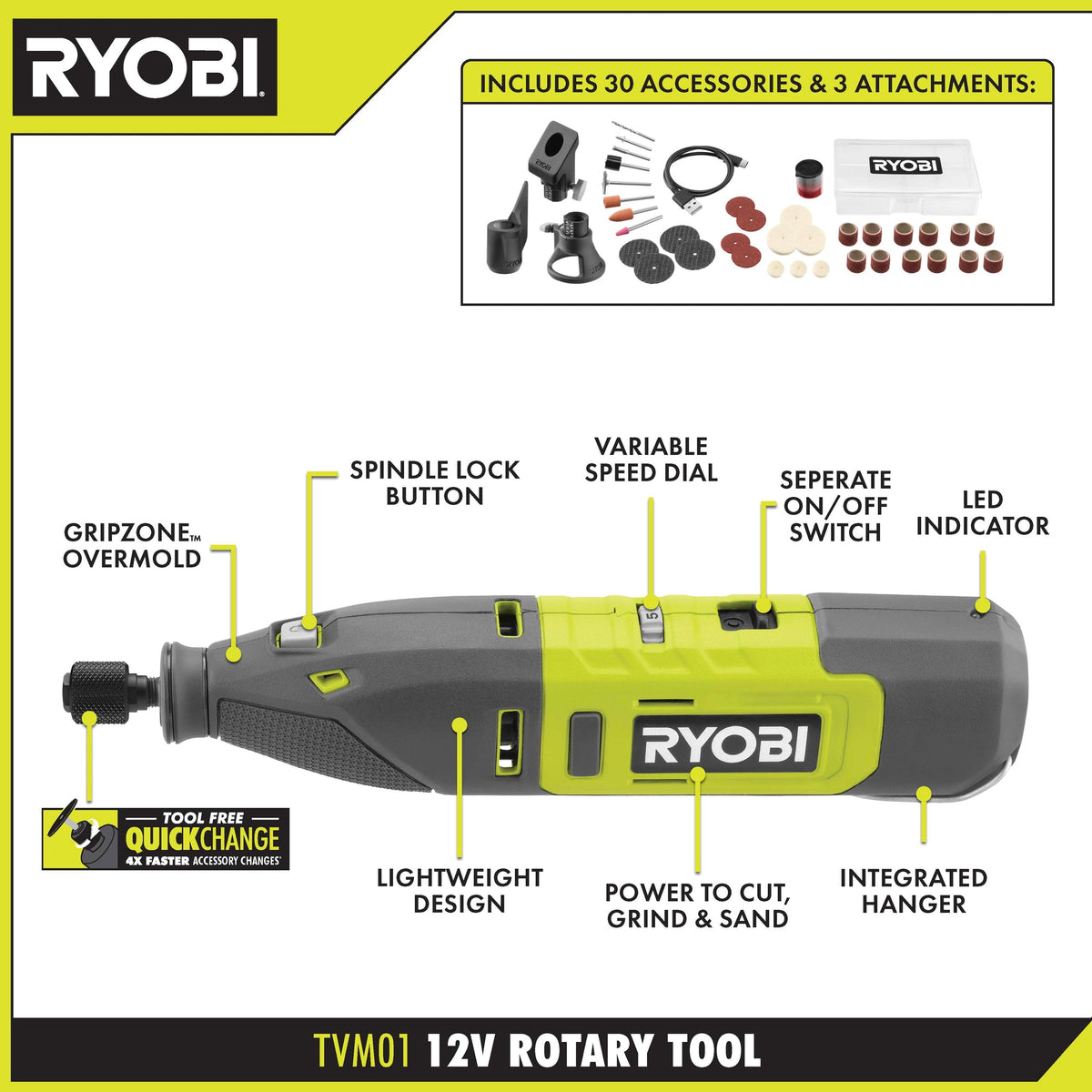 12V CORDLESS ROTARY TOOL KIT | RYOBI