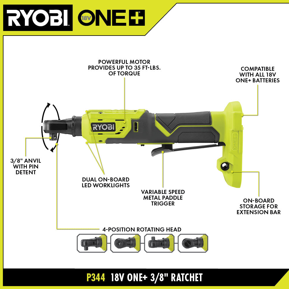 18V ONE+ 3/8″ RATCHET | RYOBI