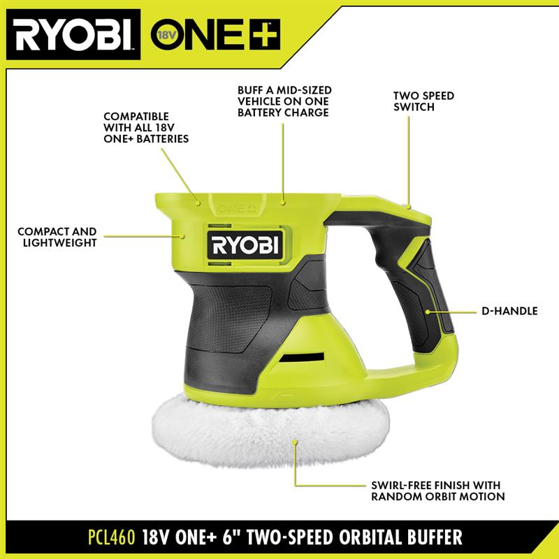 18V ONE+ 6″ TWO SPEED RANDOM ORBIT BUFFER | RYOBI