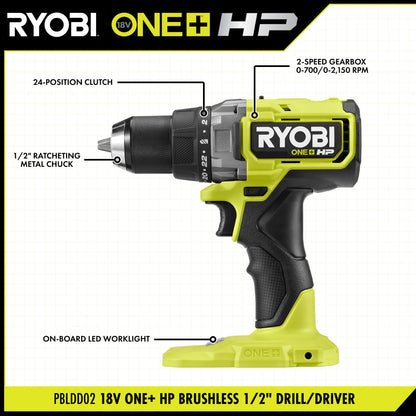 18V ONE+ HP BRUSHLESS 1/2″ DRILL/DRIVER KIT | RYOBI
