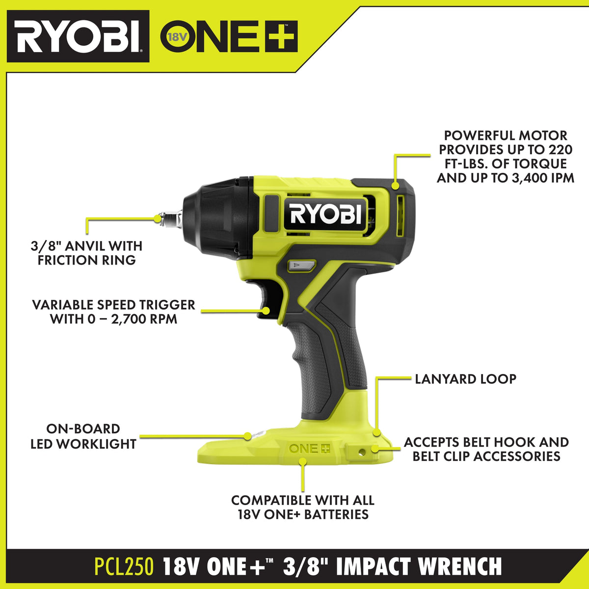 18V ONE+ 3/8″ IMPACT WRENCH | RYOBI