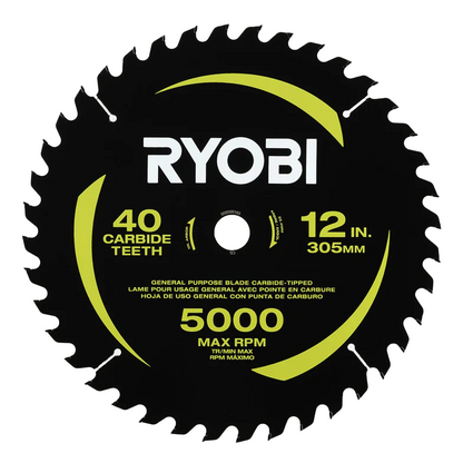 12″ 40 CARBIDE TEETH THIN KERF MITER SAW BLADE | RYOBI