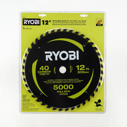 12″ 40 CARBIDE TEETH THIN KERF MITER SAW BLADE | RYOBI