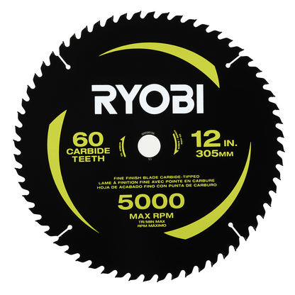 12″ 60 CARBIDE TEETH THIN KERF MITER SAW BLADE | RYOBI