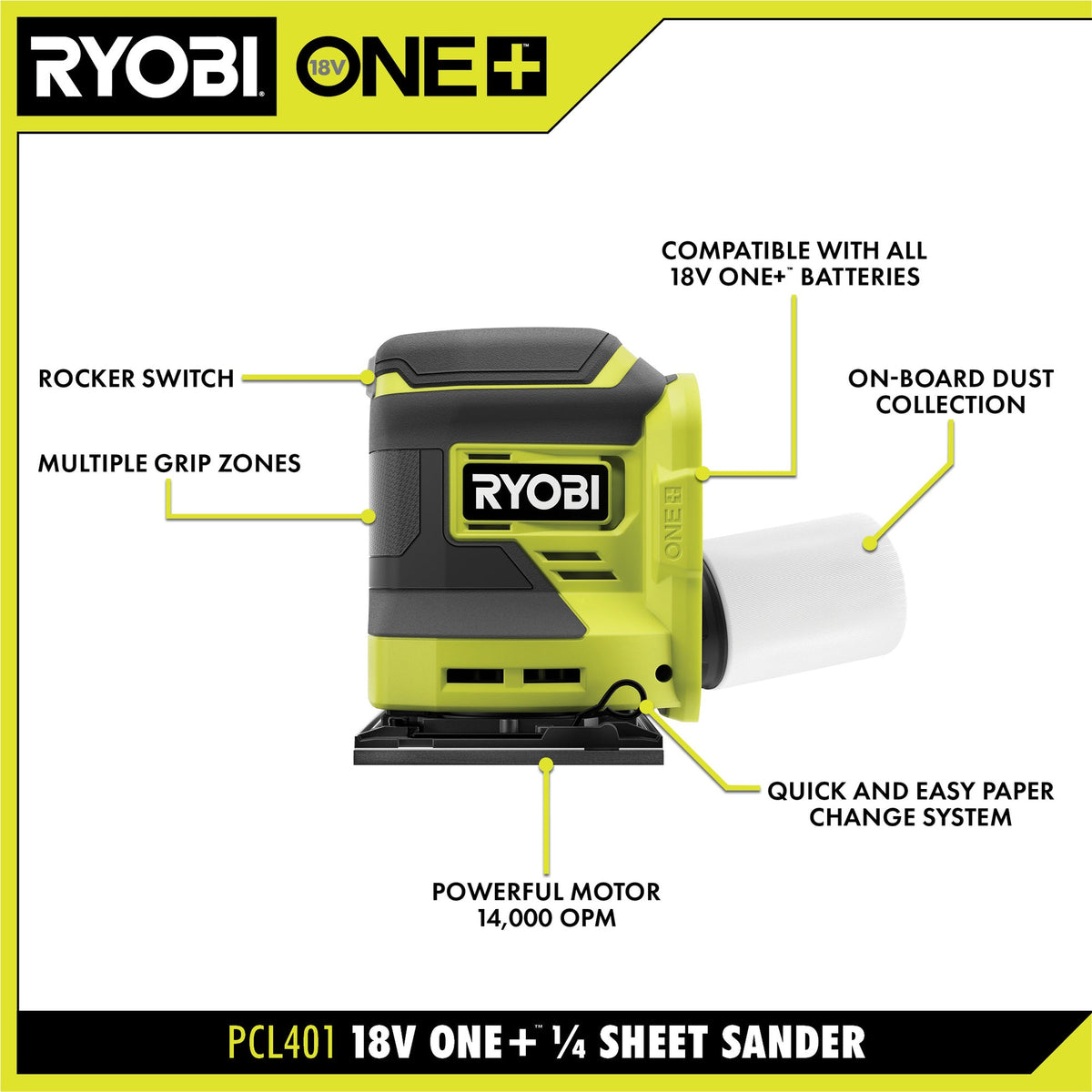 18V ONE+ 1/4 SHEET SANDER | RYOBI